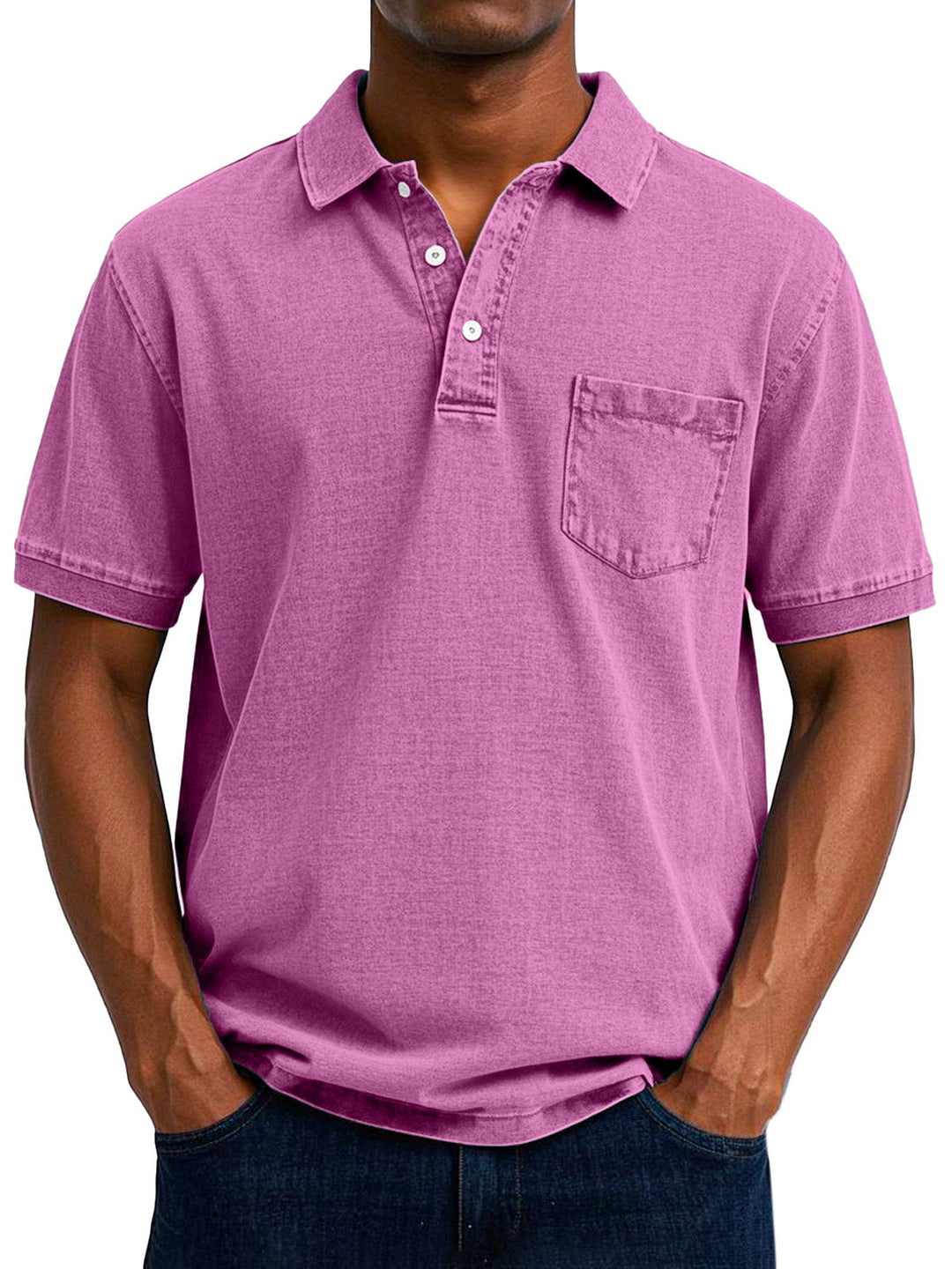 Relaxed fit men's vintage cotton polo shirt, a versatile choice for summer everyday wear.