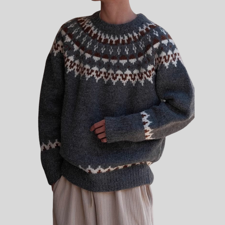 Men's vintage inspired crewneck sweater, retro knitwear for casual fall fashion layering