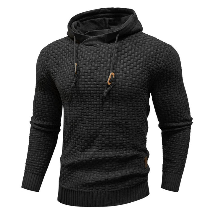 Men's waffle texture hoodie, warm & comfortable for everyday casual wear.