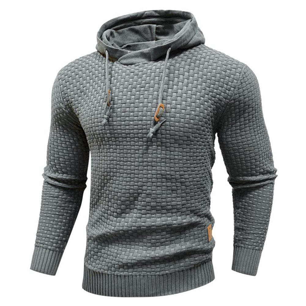 Durable men's waffle knit hoodie, perfect for robust athletic activities.