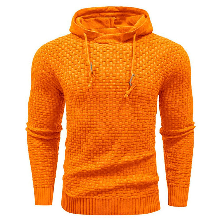 Active men's waffle hoodie, engineered for comfort, warmth, and robust performance.