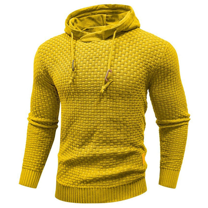 Comfortable men's warm waffle texture hoodie, essential for chilly days.