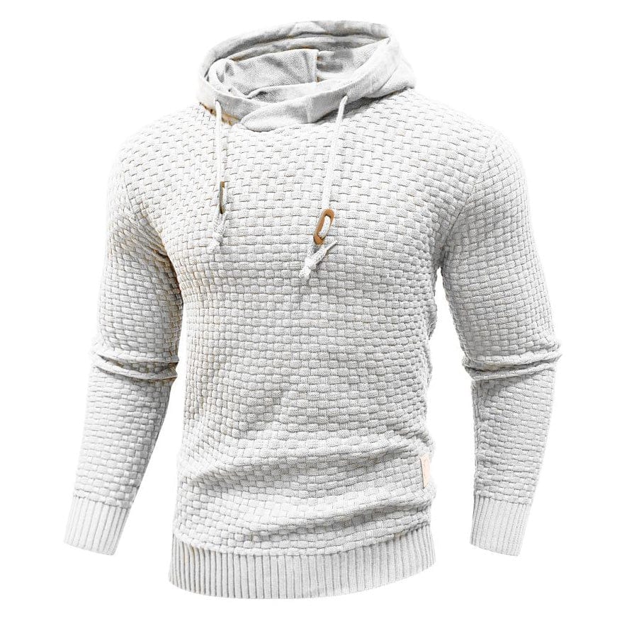 Comfortable men's waffle hoodie, perfect for layering during cooler weather.