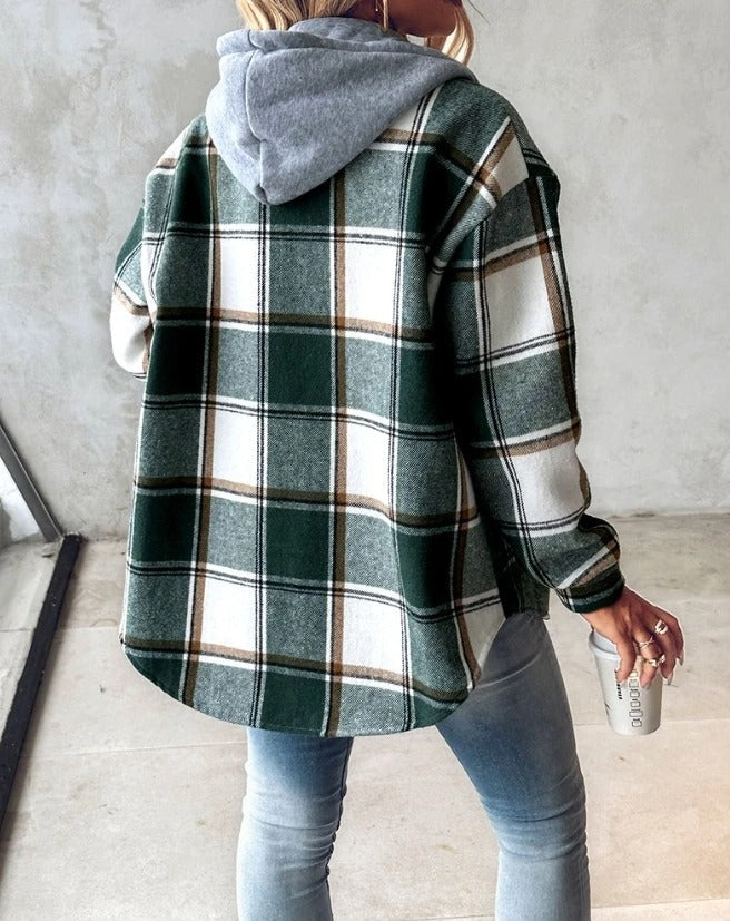 Comfortable men's hooded shirt jacket, a versatile flannel button-up for stylish casual wear.