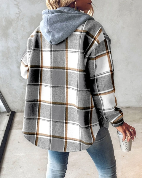 Classic men's button-up flannel shirt jacket, designed for everyday comfort and a relaxed, layered look.