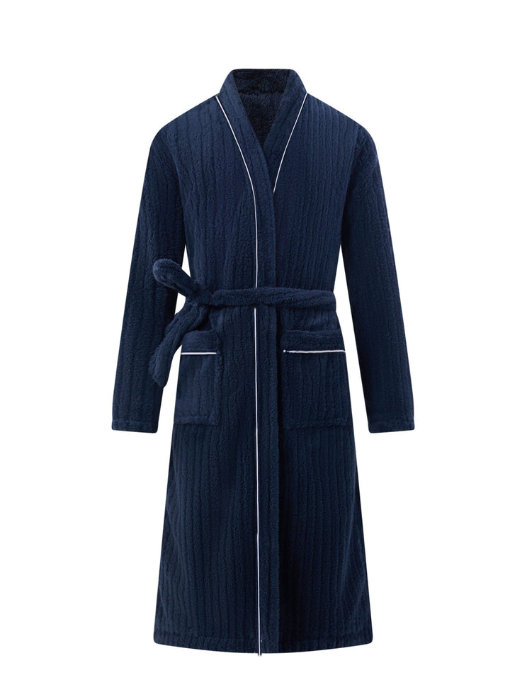 Men's warm fleece winter bathrobe, soft & cozy for ultimate comfort at home.