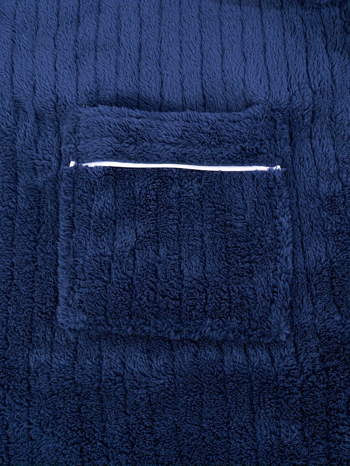 Soft men's fleece winter robe with adjustable tie closure for a comfortable, warm fit.