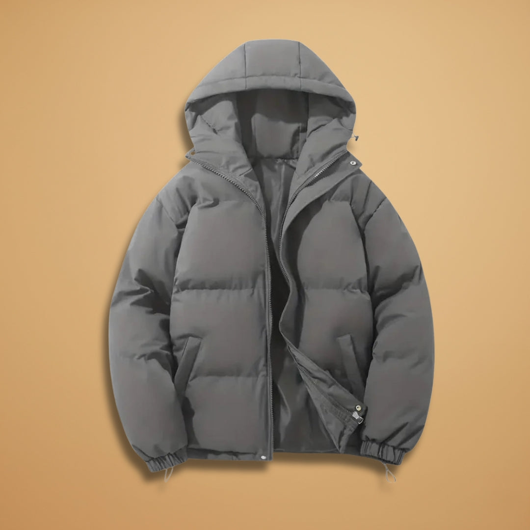 Men's warm hooded quilted jacket, ideal for cold weather. Lightweight puffer outerwear for daily wear & adventure.