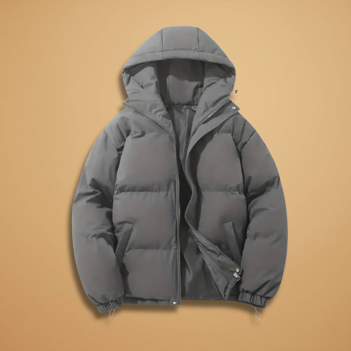 Men's warm hooded quilted jacket, ideal for cold weather. Lightweight puffer outerwear for daily wear & adventure.