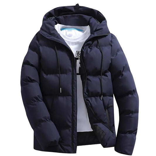 Men's warm insulated hooded winter parka for extreme cold weather protection