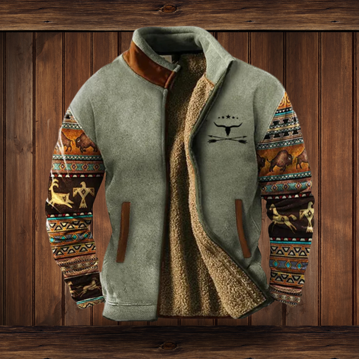 Rugged men's insulated outdoor jacket, providing warmth and style for cold weather adventures and casual outings.