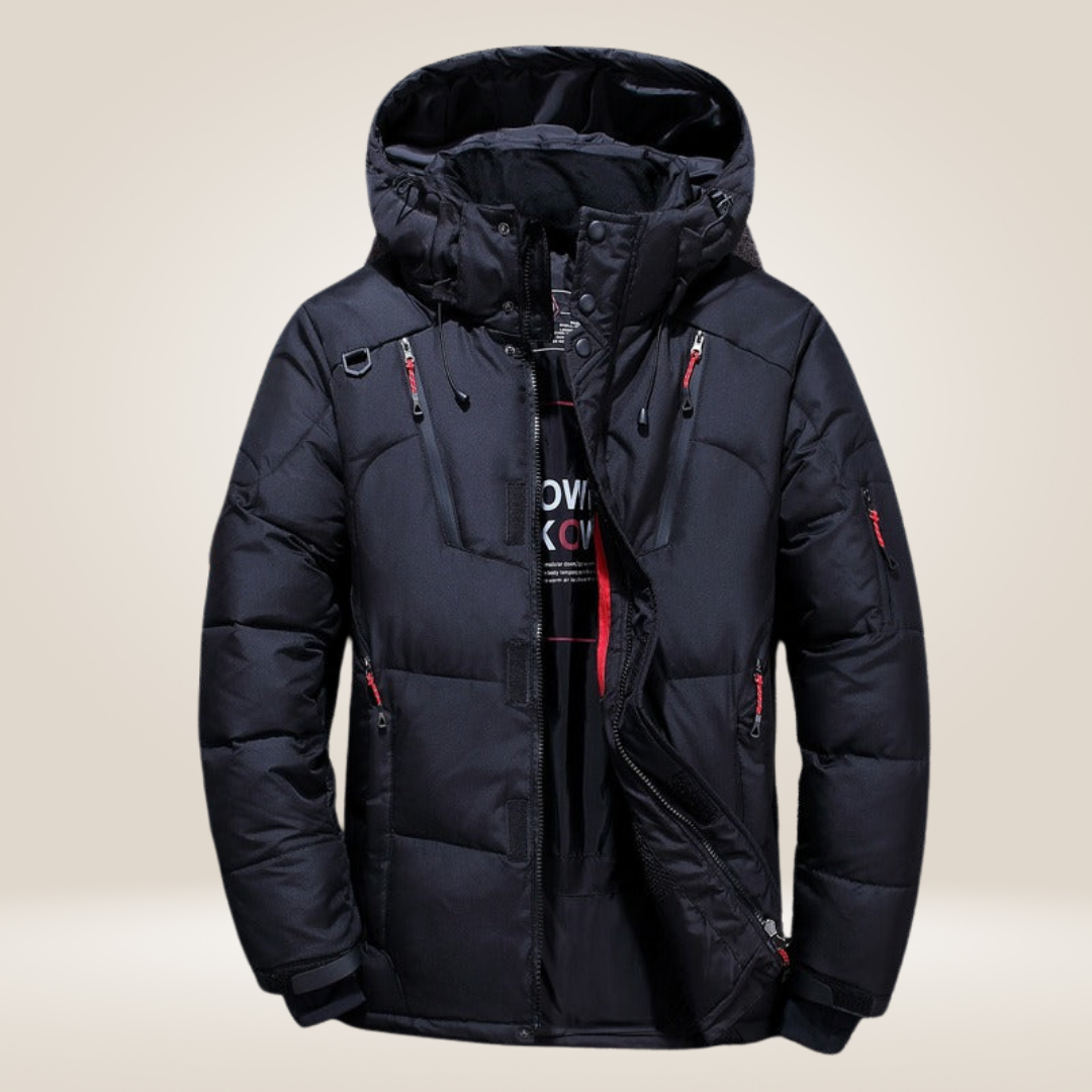 Men's insulated winter jacket, royal blue, with hood, perfect for cold weather activities