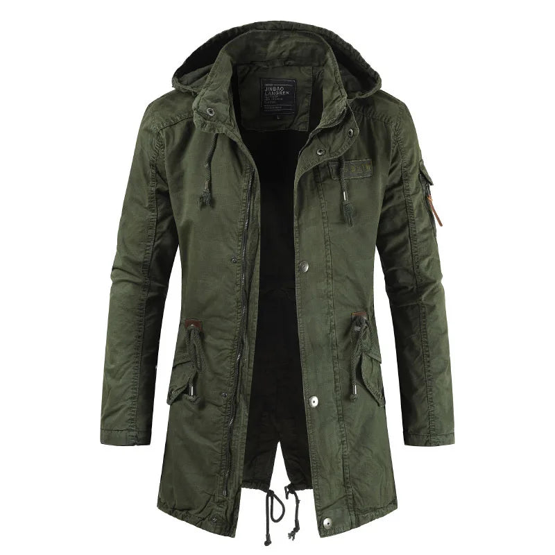 Warm men's padded winter jacket, a versatile windbreaker parka offering superior comfort & protection.