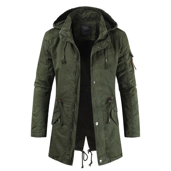 Warm men's padded winter jacket, a versatile windbreaker parka offering superior comfort & protection.