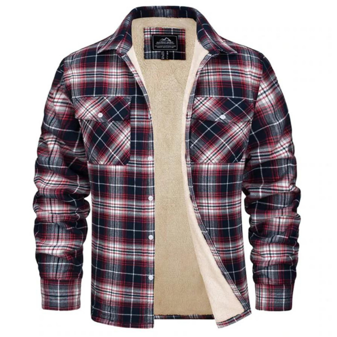 Casual men's plaid winter jacket, ideal for daily wear. Warm & cozy outerwear for cold days.