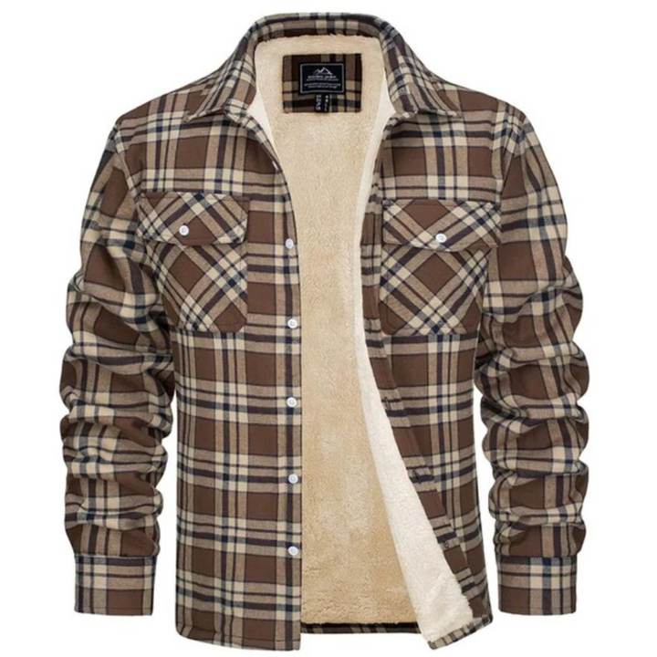 Classic plaid men's winter coat. A stylish, warm regular fit outerwear option for chilly days.