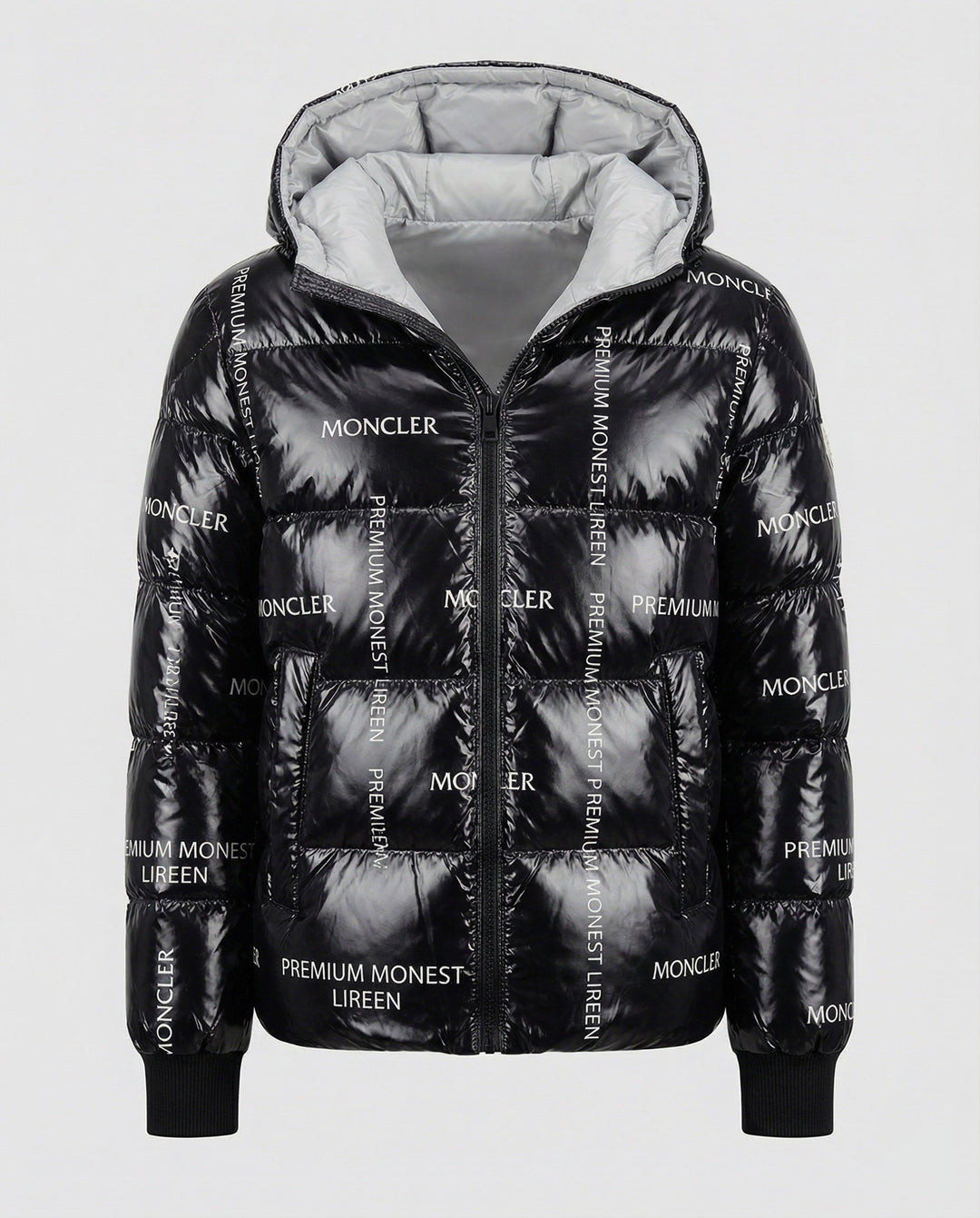 Detail of the functional pockets on a men's warm winter jacket, practical & stylish.
