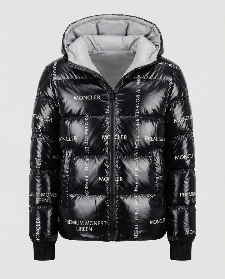 Detail of the functional pockets on a men's warm winter jacket, practical & stylish.