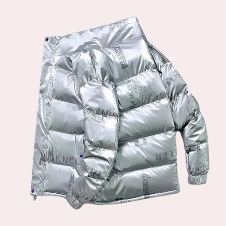 Classic black men's warm winter jacket with hood, essential cold weather outerwear.