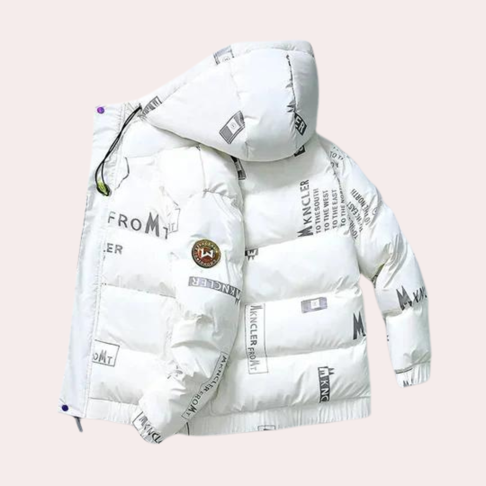 Men's casual winter jacket, comfortable fit, offering warmth & a stylish design.