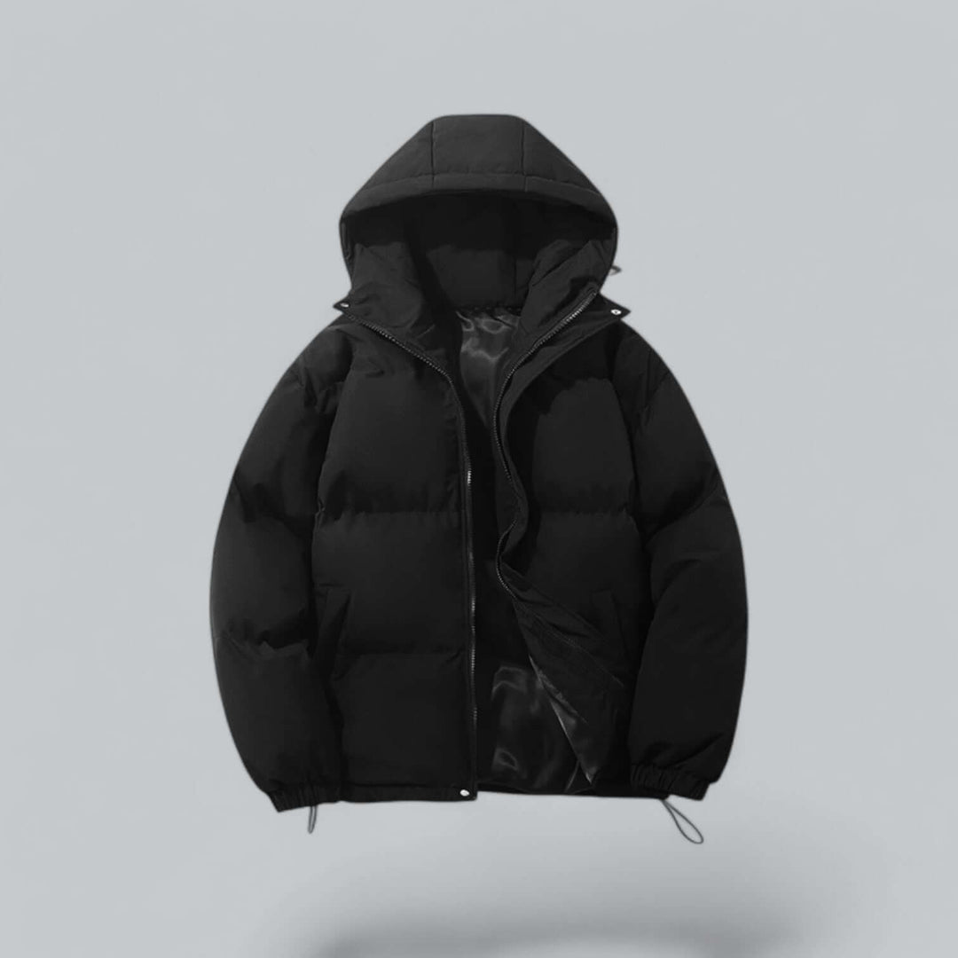 Men's warm winter parka coat with adjustable hood, perfect for cold weather outerwear.