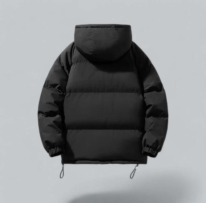 Stylish men's insulated winter jacket, ideal for cold weather fashion and utility.