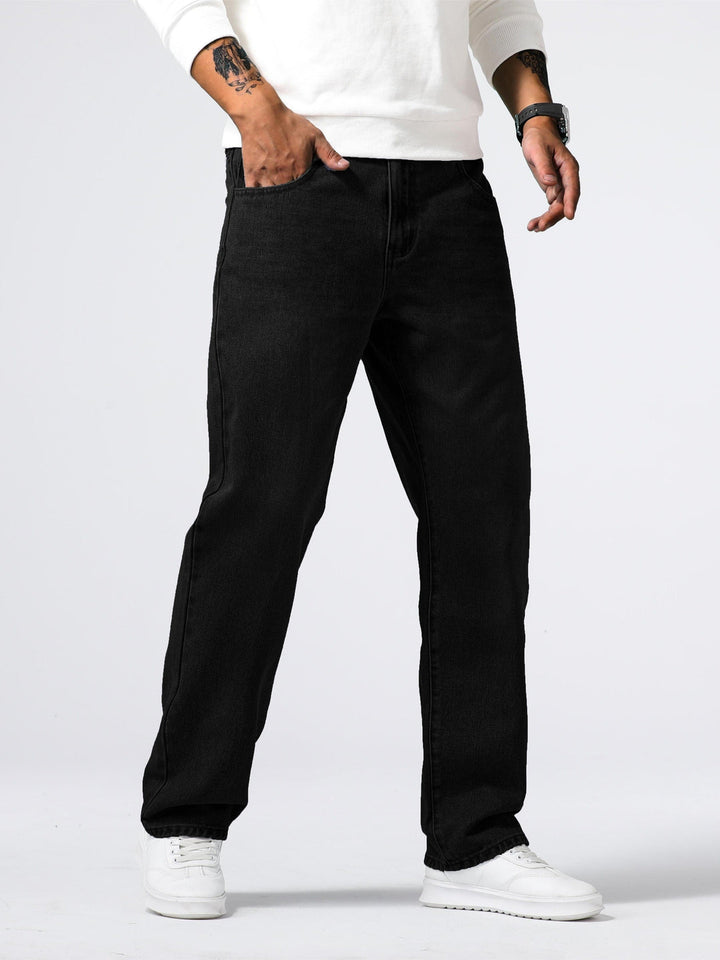 Men's washed straight leg jeans for everyday style, versatile & comfortable fit.