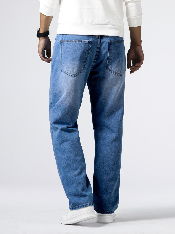 Men's straight leg casual pants, washed finish, classic everyday look & comfort fit trousers.