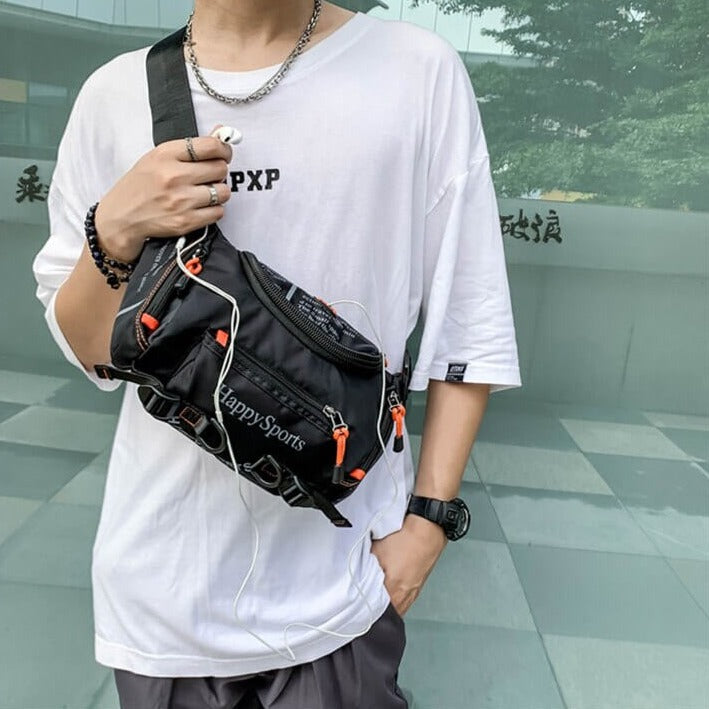 Men's water-resistant outdoor gear bag, perfect for hiking, biking & travel.