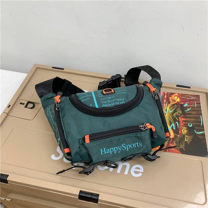 Multi-way men's water-resistant travel pack with adjustable strap for versatile wear.