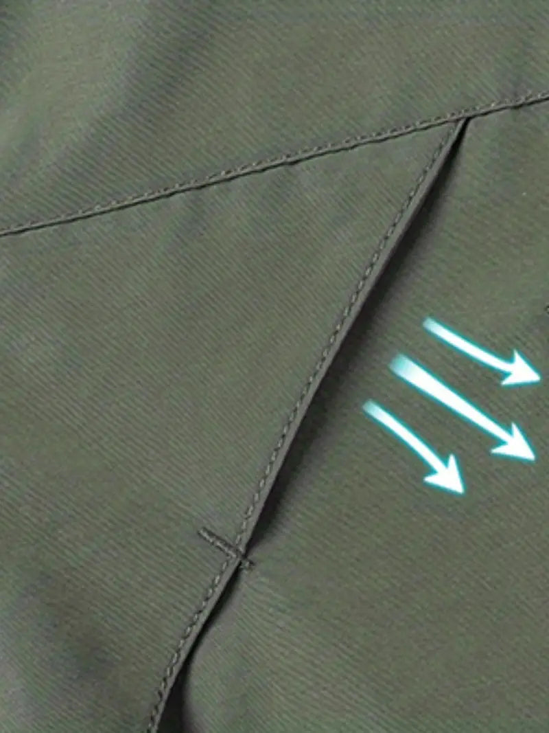 Waterproof men's outdoor jacket with hood. Durable windbreaker for activewear, hiking, and casual use.