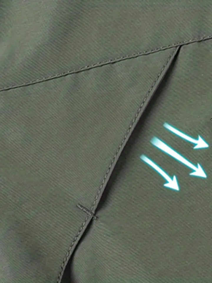 Waterproof men's outdoor jacket with hood. Durable windbreaker for activewear, hiking, and casual use.