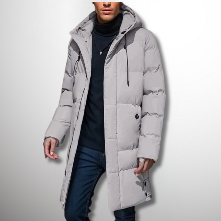 Premium men's outerwear: insulated, waterproof parka, ideal for extreme cold.