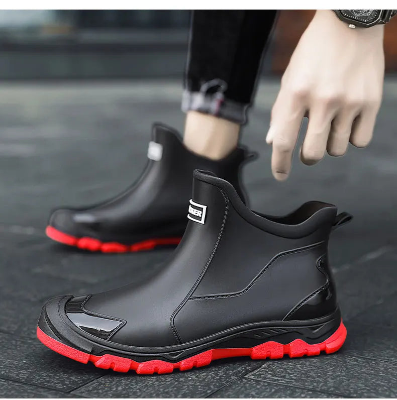 Men's rugged waterproof ankle boots with durable construction for reliable outdoor performance.