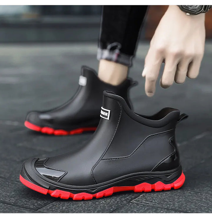 Men's rugged waterproof ankle boots with durable construction for reliable outdoor performance.