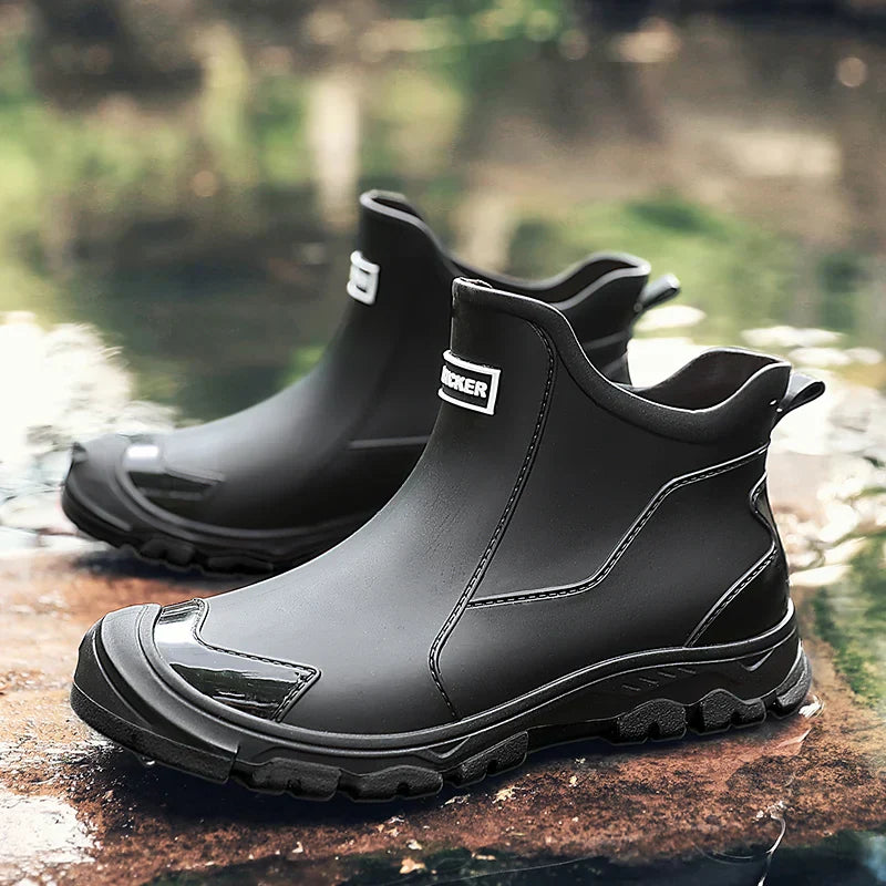 Durable men's waterproof ankle boots. Sturdy outdoor footwear with excellent traction for winter.