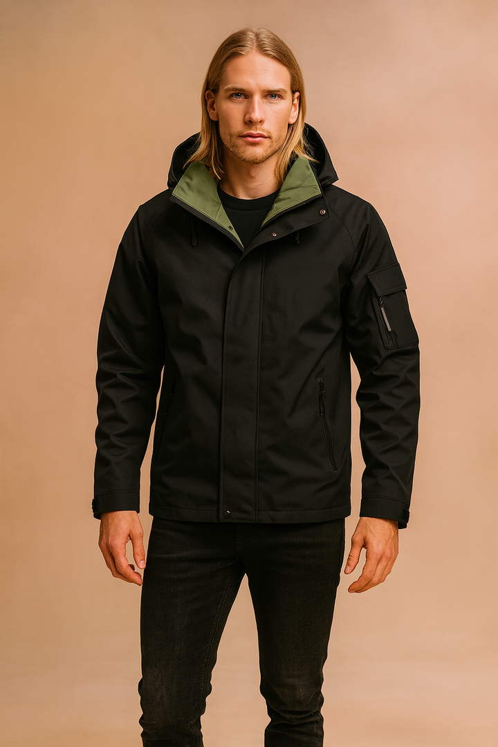 Rugged men's waterproof tactical jacket, hooded and windproof, designed for ultimate warmth & protection in winter.