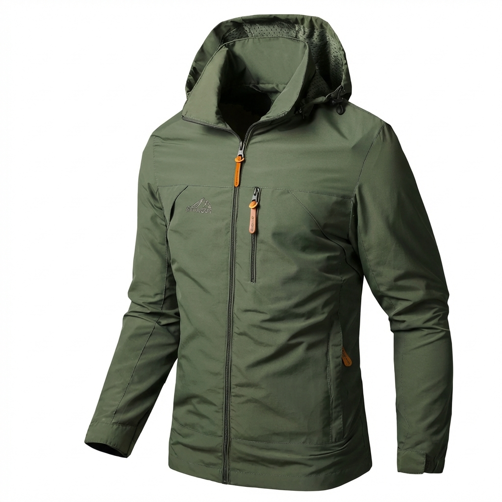 Durable men's waterproof & windproof outdoor jacket. Reliable all-weather outerwear for active adventures.
