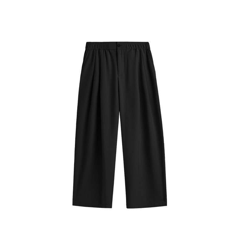 Modern men's wide leg drawstring pants, combining comfort with a chic loose fit for everyday style.