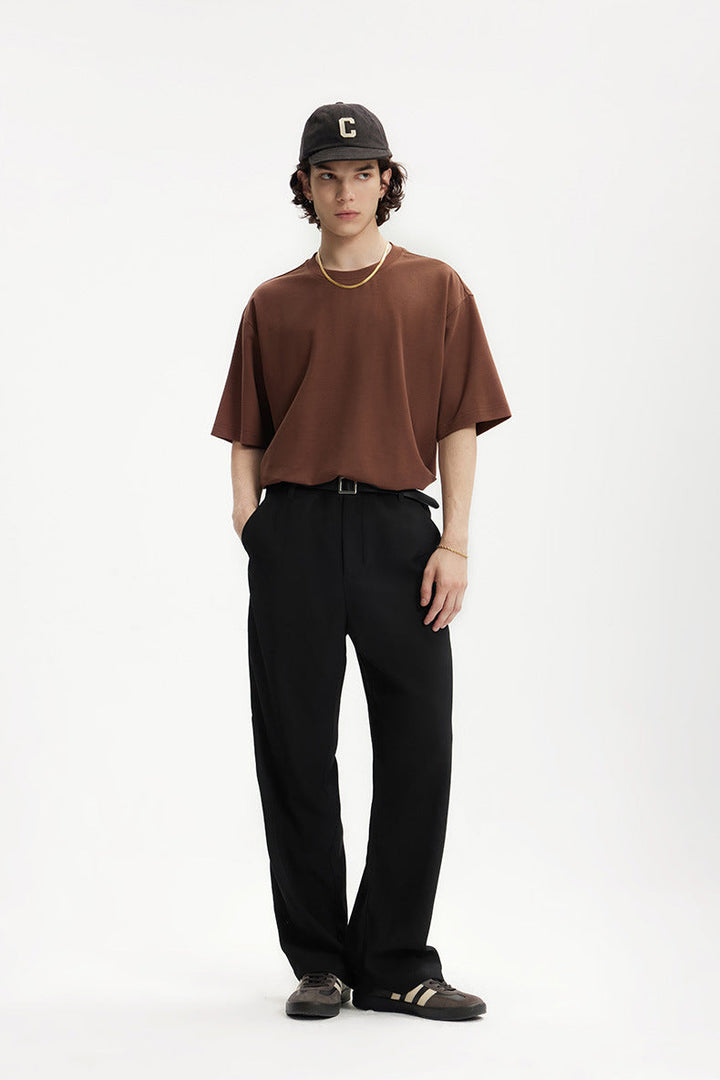 Relaxed fit men's wide leg chinos, tailored for comfort & classic style. Great for men's fashion.