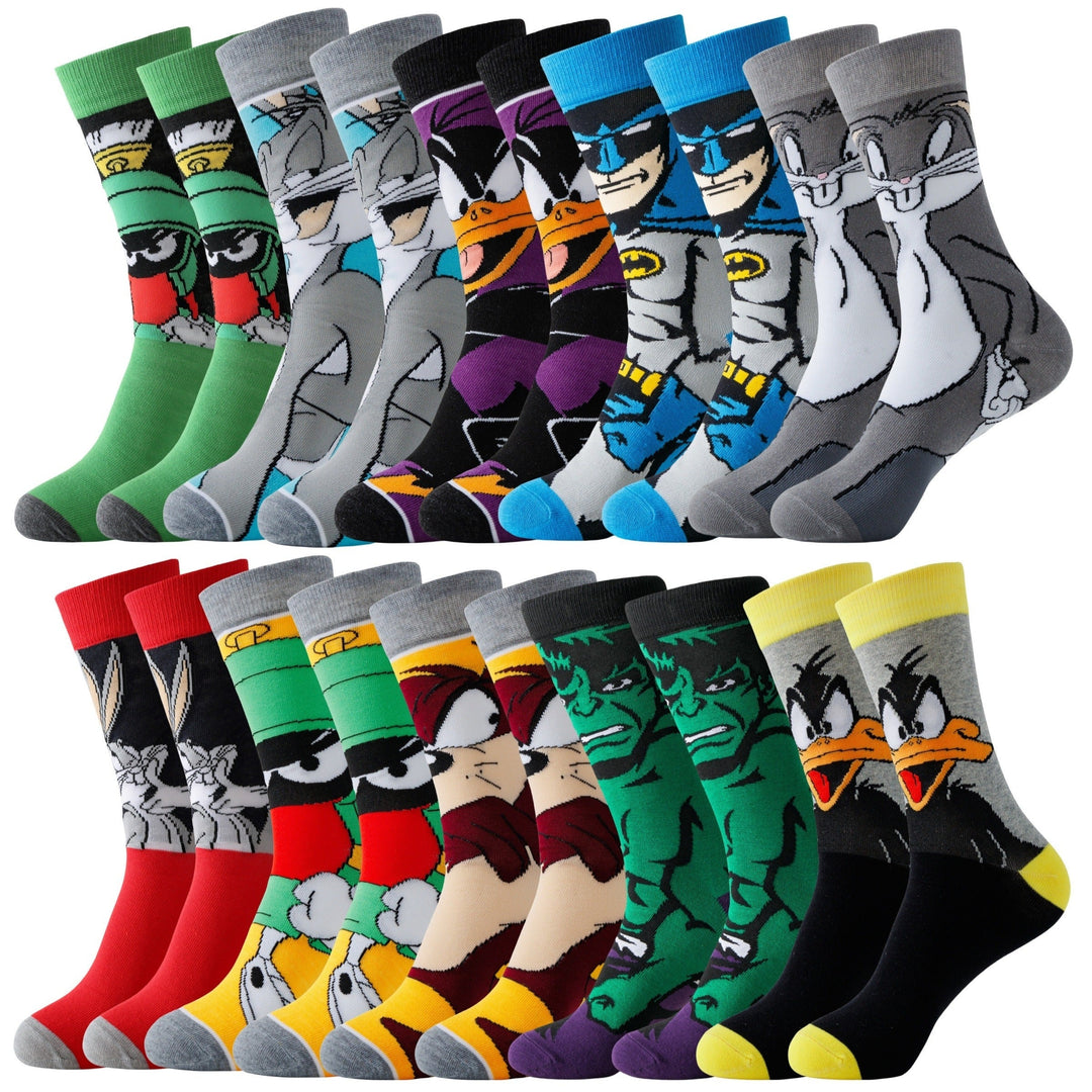 Men's & women's fun cartoon character ankle socks set for casual wear.