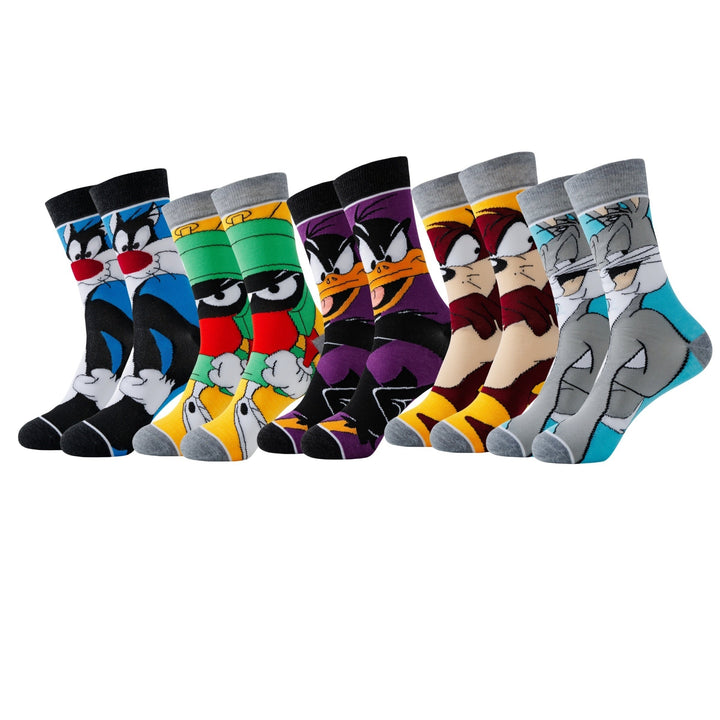 Breathable casual character socks set, great for men and women's daily comfort.
