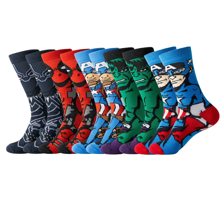Expressive graphic ankle socks set with funny cartoon characters for all genders.