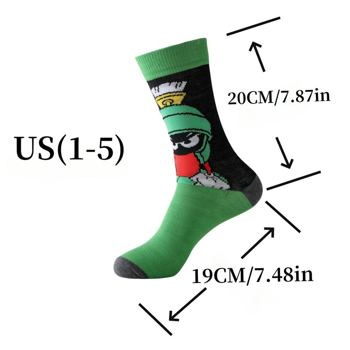 Comfortable graphic novelty socks with popular cartoon characters for men and women.