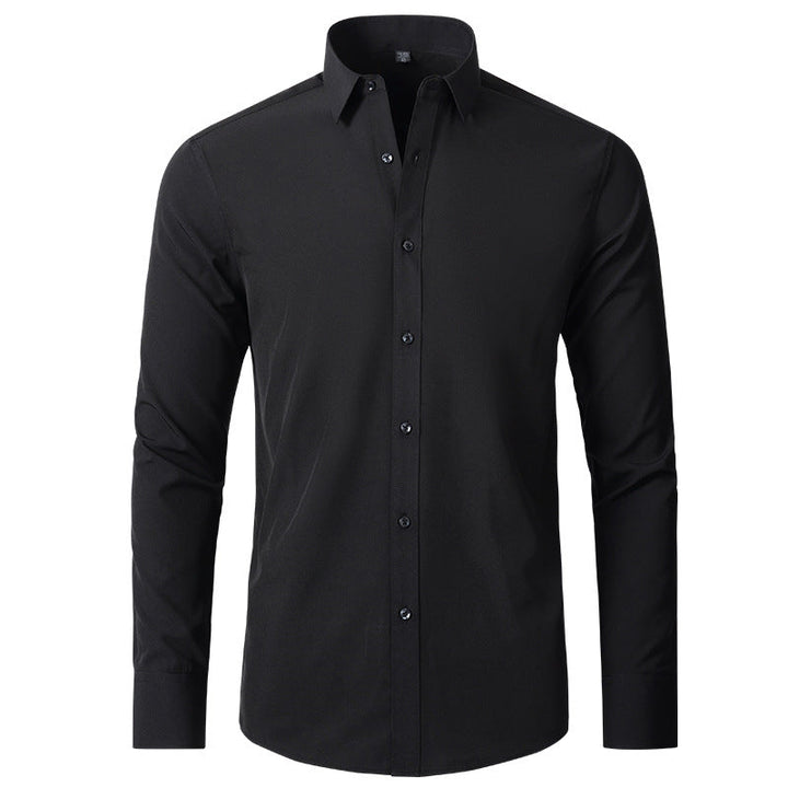 Stylish men's stretch dress shirt, slim fit and wrinkle-resistant for business casual and formal looks.