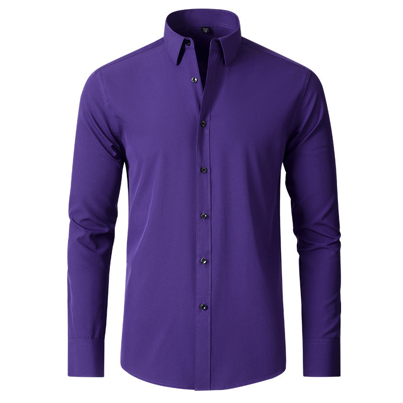 Professional men's formal shirt: slim fit, stretch, and wrinkle-resistant for all-day comfort.