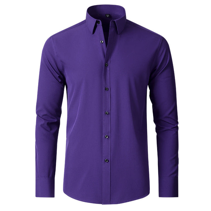 Professional men's formal shirt: slim fit, stretch, and wrinkle-resistant for all-day comfort.