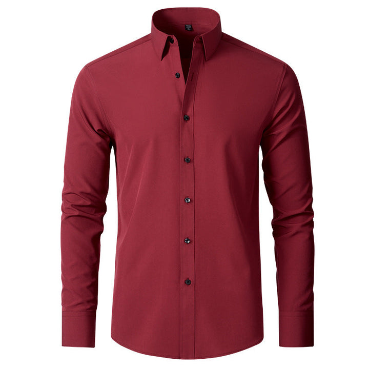 High-quality men's dress shirt: ultimate comfort with stretch, slim fit, and wrinkle-resistant features.