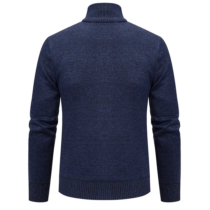 Stylish men's full-zip cardigan sweater, cozy patterned knit. Perfect layering piece for smart casual outfits.