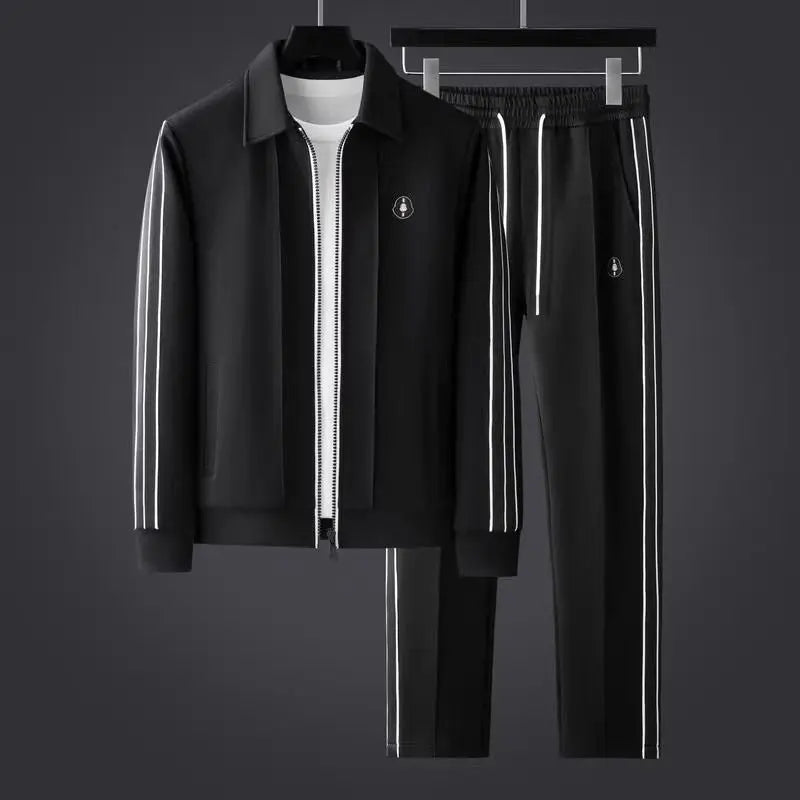 Men's athletic tracksuit set: zip-up jacket & joggers for active comfort, gym workouts, or sporty casual wear.